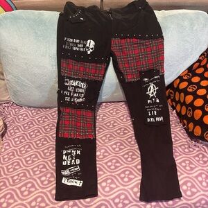 gthic Black and Red Plaid men’s Punk Pants size 38